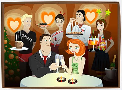 Скриншот сцены мультимедийной открытки для «Росинтер Ресторантс»